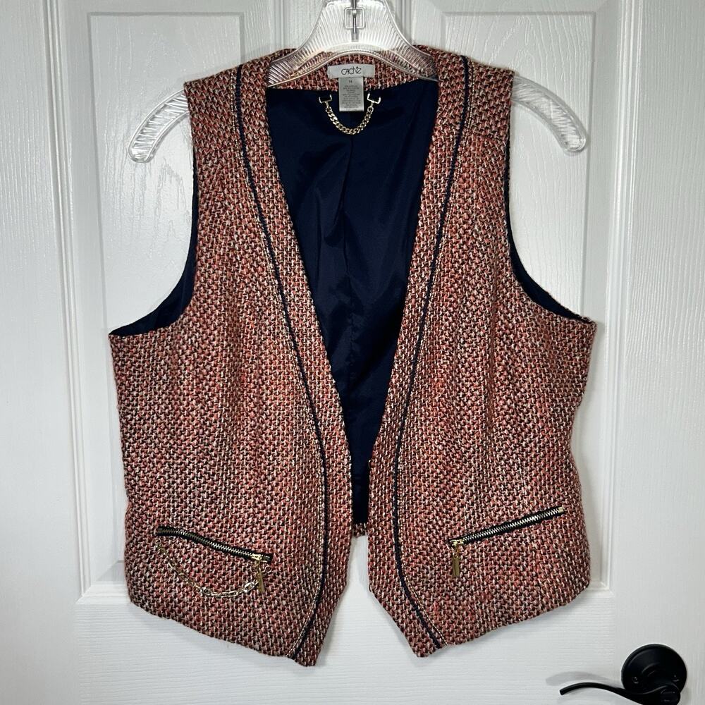 Cache Wool Tweed Vest Women’s Size 14 Preppy Academia